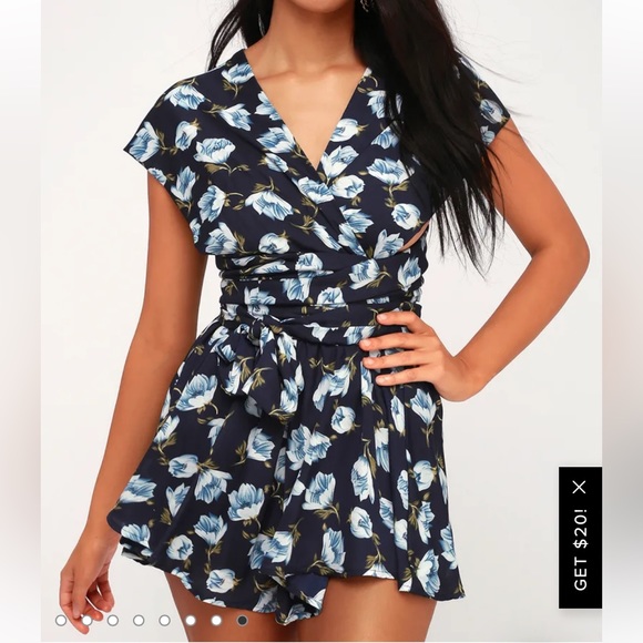 Lulus Elevated energy navy blue floral print convertible romper - Picture 6 of 12